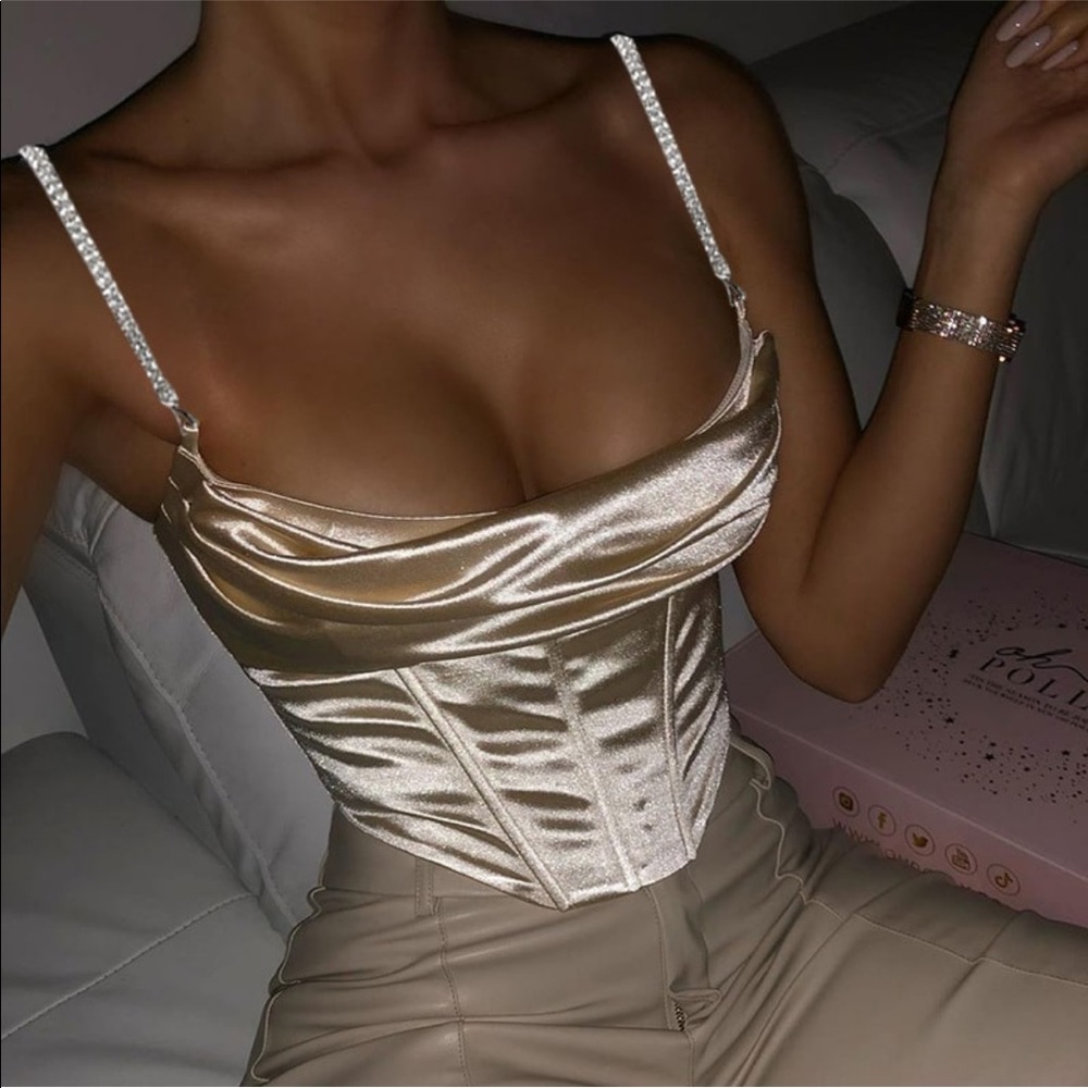 Stretch Satin Corset Top - Picture 2 of 8